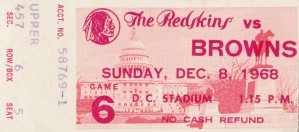 1968 Cleveland Browns vs. Washington Redskins Ticket Art